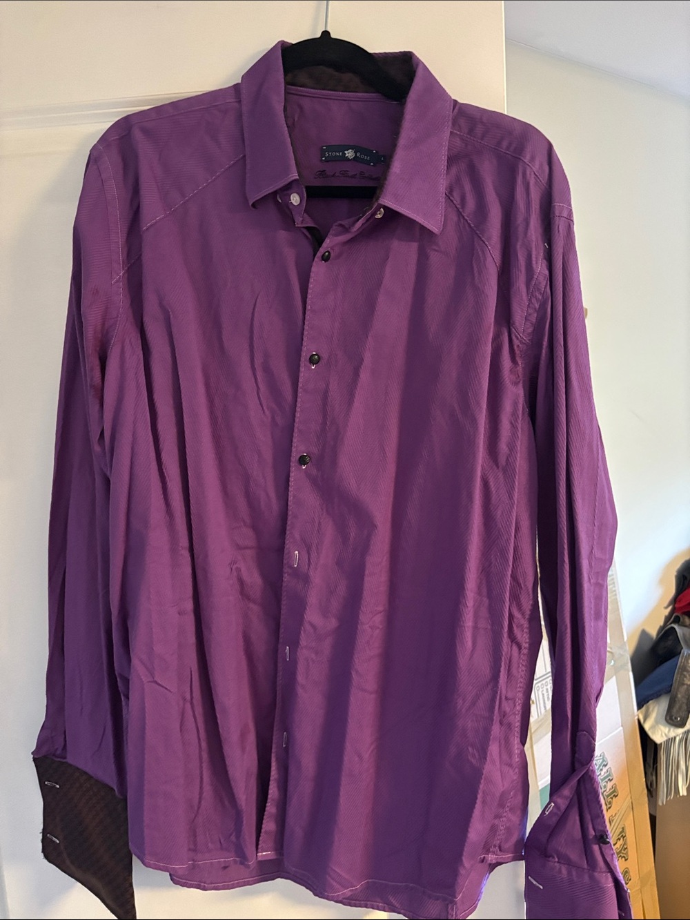 Stone Rose Men's Purple Long-Sleeve Dress Shirt